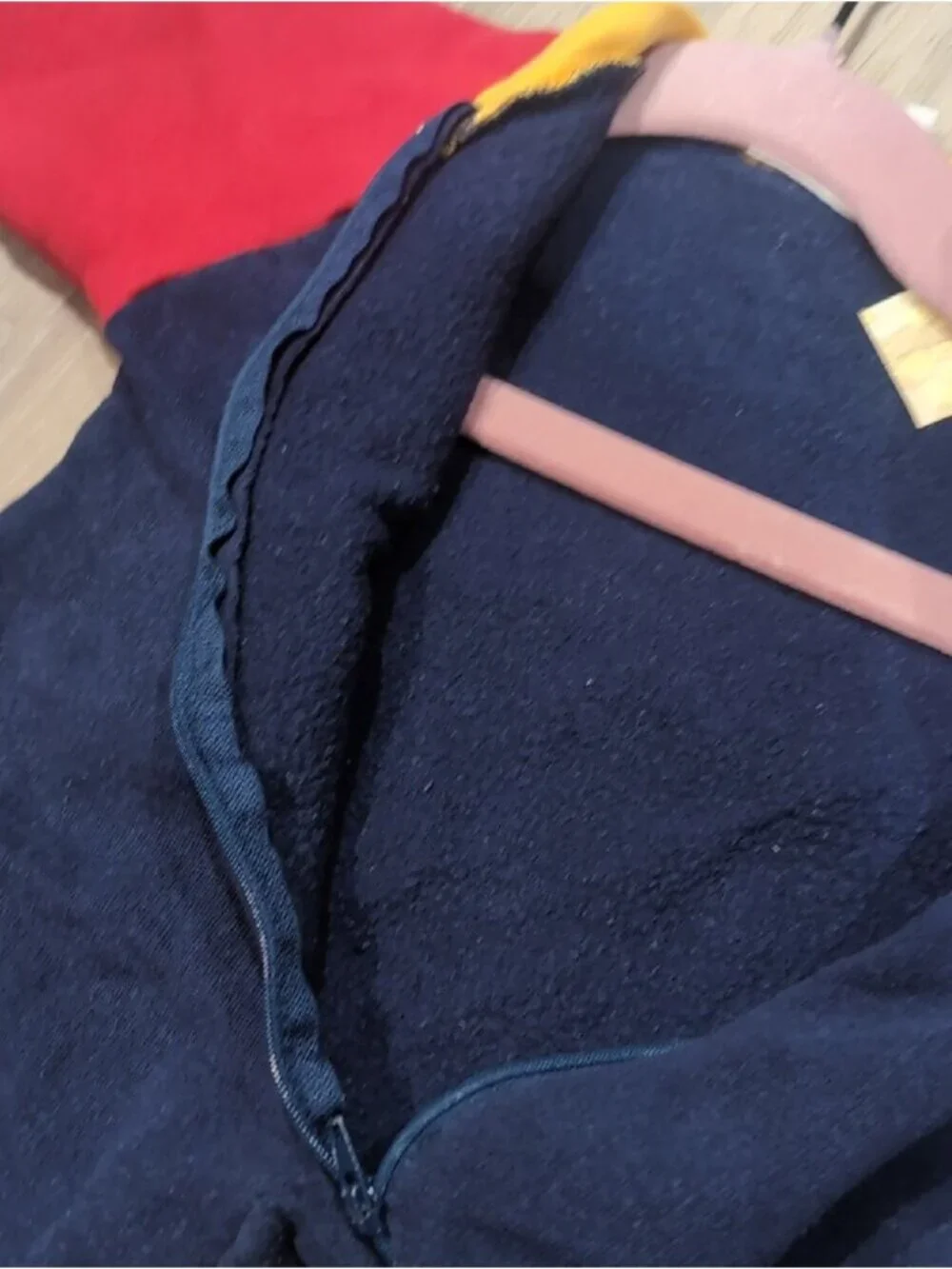Vintage OshKosh B'gosh Navy, Red & Yellow Fleece Footed One-Piece